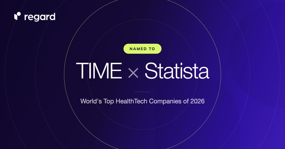 CalibrateVC's tweet photo. .@RegardApp has been named one of @TIME x Statista’s World’s Top HealthTech Companies of 2026! Congratulations to @elibenjoseph and team on the recognition.

The company recently achieved another big milestone: clinicians have now accepted more than 19 million diagnoses with Regard. Learn more about their AI-powered diagnosis and documentation platform at https://t.co/diuSfi5vU0 and explore the full list of companies at https://t.co/M4AOh0NFcs