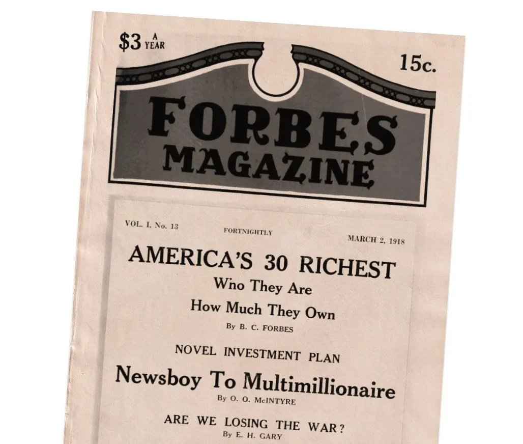 TheChartistX's tweet photo. 💰Forbes started tracking tycoons all the way back in 1918, when the magazine’s founder B.C. Forbes surveyed "the foremost bankers in the country" to find America's 30 greatest fortunes.
💵Back then, the richest person in the U.S. was John D. Rockefeller, whose Standard Oil had been broken into 34 smaller but lucrative companies by the Sherman Antitrust Act in 1911. Worth $1.2 billion, Rockefeller had enough wealth to give ten bucks to everyone in the U.S. (equivalent to $240 today).
🥇In June 2026, Elon Musk (briefly) became the world’s first trillionaire. Musk is 30 times richer, in inflation-adjusted dollars, than John D. Rockefeller was.
📸Many of the 1918 rich listers’ contributions to society have endured over the past 108 years, they helped create everything from Kodak cameras to Duke University—but their great fortunes have mostly been dissipated by time or destroyed by competitors. 
You won’t find any Fords, Astors or Vanderbilts on The Forbes 400 these days. Even the Rockefeller riches have been spread across scores of heirs worth far less than $1 billion.
💼Instead, more than 70% of today’s Forbes listees are self-made, meaning they built their fortunes themselves, rather than inheriting them. In 1918, roughly two-thirds of the 30 richest Americans made their money in manufacturing products or harvesting raw materials. Now, half The Forbes either got rich in finance or technology, including dozens of artificial intelligence moguls who are working to upend the economic order yet again.

10 Richest Americans in 1918...
1. John D. Rockefeller (1839–1937) Net worth in 1918: $1.2 bil (Oil)
2. Henry Clay Frick (1849–1919) Net worth in 1918: $225 mil (Coke,steel) 
3. Andrew Carnegie (1835–1919) Net worth in 1918: $200 mil (Steel)
4. George F. Baker (1840–1931) Net worth in 1918: $150 mil (Banking)
5. William Rockefeller (1841–1922) Net worth in 1918: $150 mil (Oil,Railroads)
6. Edward S. Harkness (1874–1940) Net worth in 1918: $125 mil (Oil)
7. J. Ogden Armour (1863–1927) Net worth in 1918: $125 mil (Packing)
8. Henry Ford (1863–1947) Net worth in 1918: $100 mil (Automobiles)
9. W.K. Vanderbilt (1849–1920) Net worth in 1918: $100 mil (Railroads)
10. Ed. H.R. Green (1868–1936) Net worth in 1918: $100 mil (Banking)
#forbes #richest #wallstreet #oil #history #nyse #nasdaq #rockefeller #investing #musk #elon