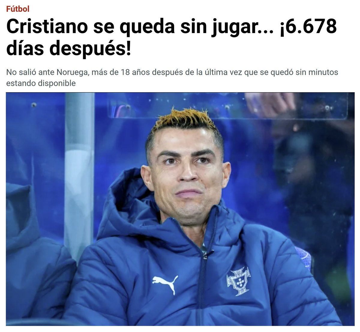 Boncopdefail's tweet photo. De veritat que no entenc a qui emociona veure al Cristiano Ronaldo, a 5 mesos de fer els 42 anys, arrossegar-se per Aràbia i amb la selecció portuguesa per arribar als 1.000 gols que l'obsessionen.

Farà els 21 que li falten a costa de deixar una imatge de decadència absoluta. https://t.co/ykPQ0R5VVA