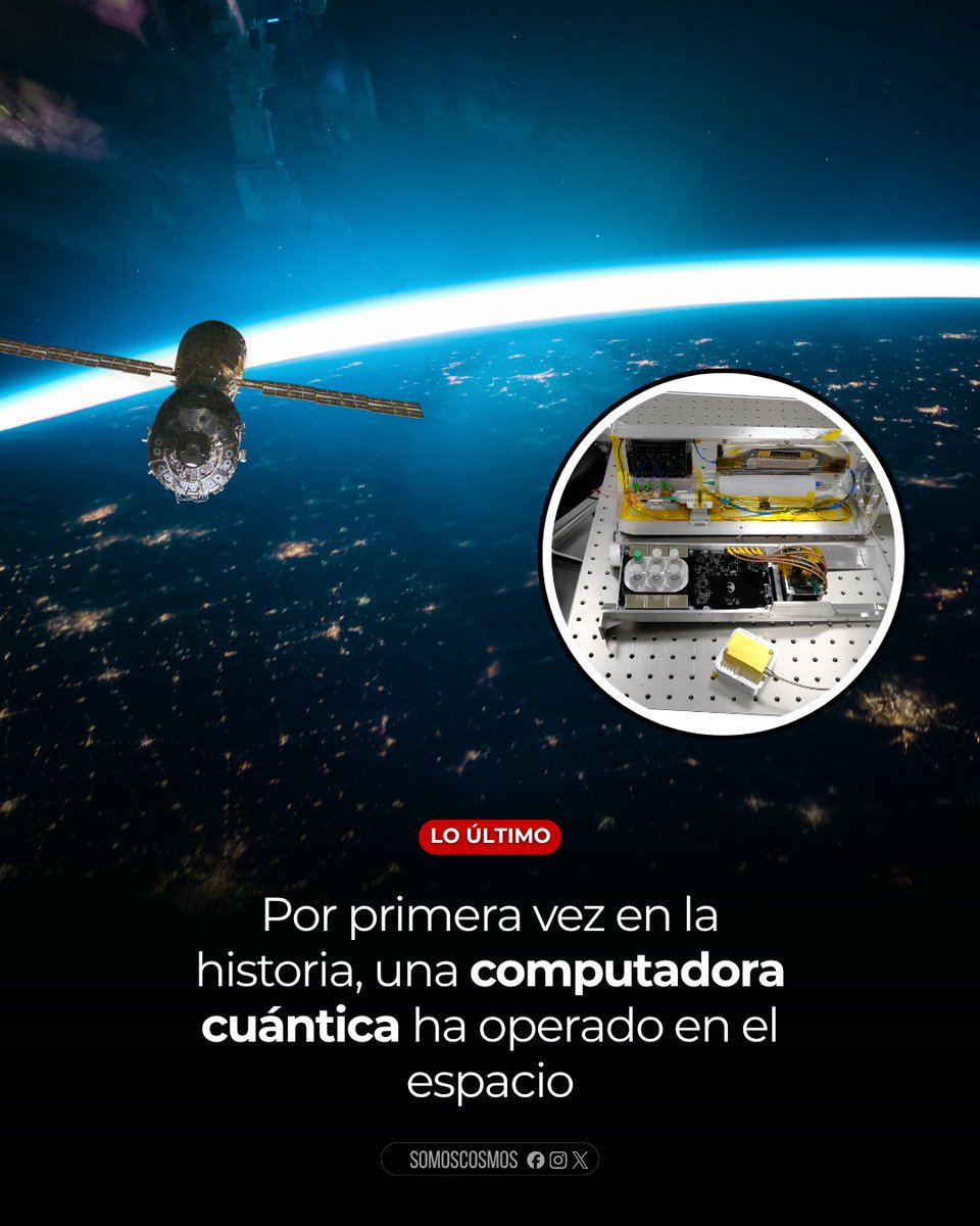 InformaCosmos's tweet photo. Por primera vez, un procesador cuántico fotónico logró operar en el espacio, marcando un nuevo paso para la computación cuántica fuera de la Tierra.

El dispositivo fue lanzado en junio de 2025 a bordo de un nanosatélite y funcionó a unos 510 kilómetros de altura. Durante meses, los investigadores de la Universidad de Viena realizaron experimentos utilizando fotones y confirmaron fenómenos de interferencia cuántica.

A diferencia de las grandes computadoras cuánticas terrestres, el sistema es pequeño: trabaja con dos fotones en un circuito fotónico de seis modos, consume apenas 10 vatios y no necesita refrigeración criogénica extrema.

El experimento demuestra que este tipo de tecnología puede sobrevivir al lanzamiento y funcionar en órbita. En el futuro, sistemas similares podrían procesar datos directamente desde satélites antes de enviarlos a la Tierra.