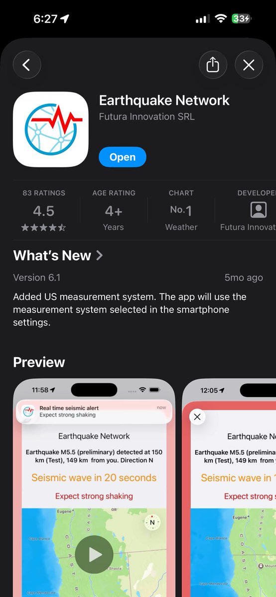 arrturoguzman's tweet photo. Esta App funciona en iOs, de hecho, fue la razón por la que salimos primero del edificio entero (nosotros en un cuarto piso) salimos primero que los de la primera.

Pros:
Puedes configurar alarmas, por ejemplo, de tantos km de distancia 5.0 avísame con una alerta.

Contras:
Es de pago.
Mientras más cerca del epicentro estés, más tarde reacciona, en esta ocasión, al ser tan cerca me sonó en el acto, pero por eso supe que era mayor a 4.5 (porque así la tengo configurada)