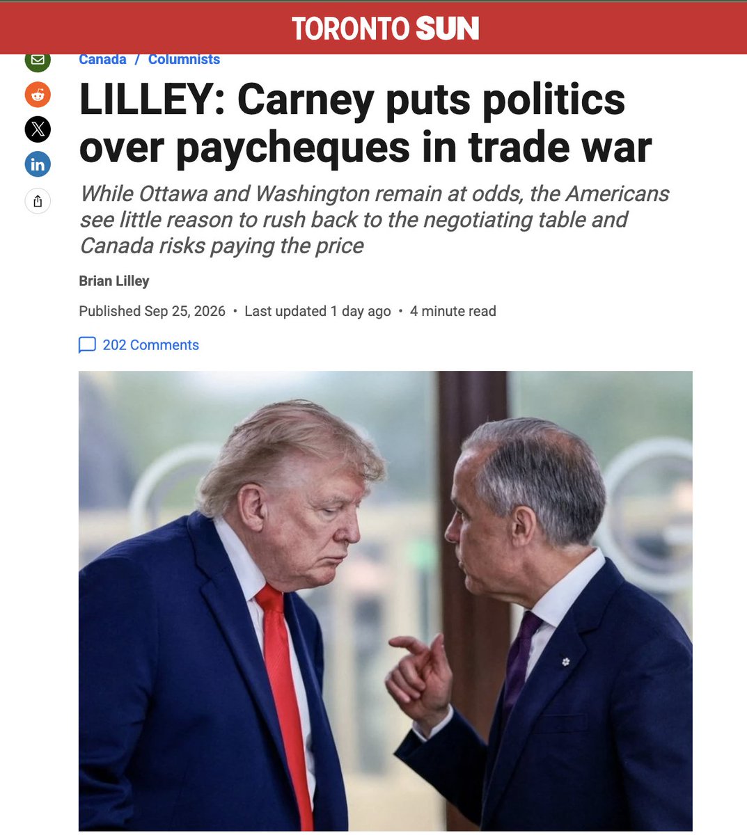 brianlilley's tweet photo. Bans on Canadian alcohol, motorcycles and other goods take effect Tuesday.
Thousands of jobs are on the line.
Why isn't Mark Carney trying to get a deal in Washington to save these jobs?
https://t.co/vlfb6o2Olu https://t.co/nKXOVgZoFa