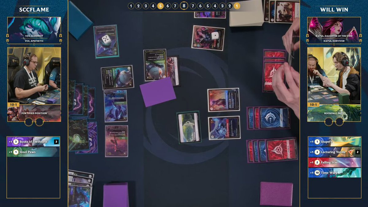 dunctcg's tweet photo. Gotta give credit to player "Will Win" for his etiquette. Absolutely meticulous.

If you want to see the epitome of @grentontv YouTube video "Judge Explains Riftbound Tournament Etiquette!" watch this game and listen to how Will Win communicates. https://t.co/UJPb1VxpRT