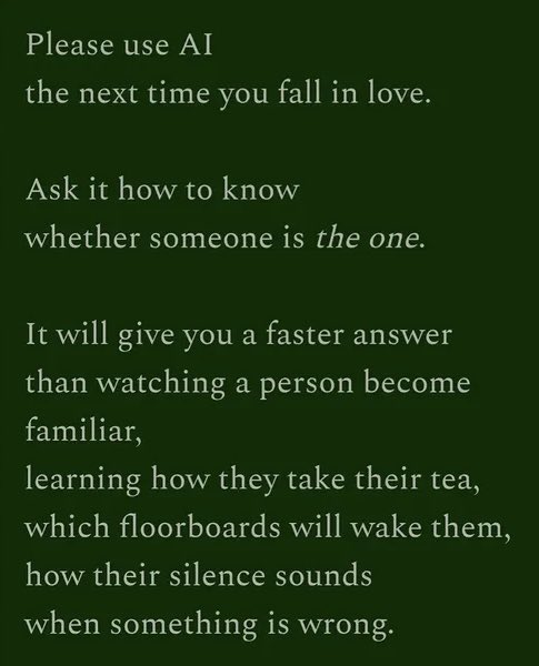 DarinaNiC's tweet photo. "Please Use AI" !!!!
Poem by Jo Atkins-Potts https://t.co/CL6TWLE1qa