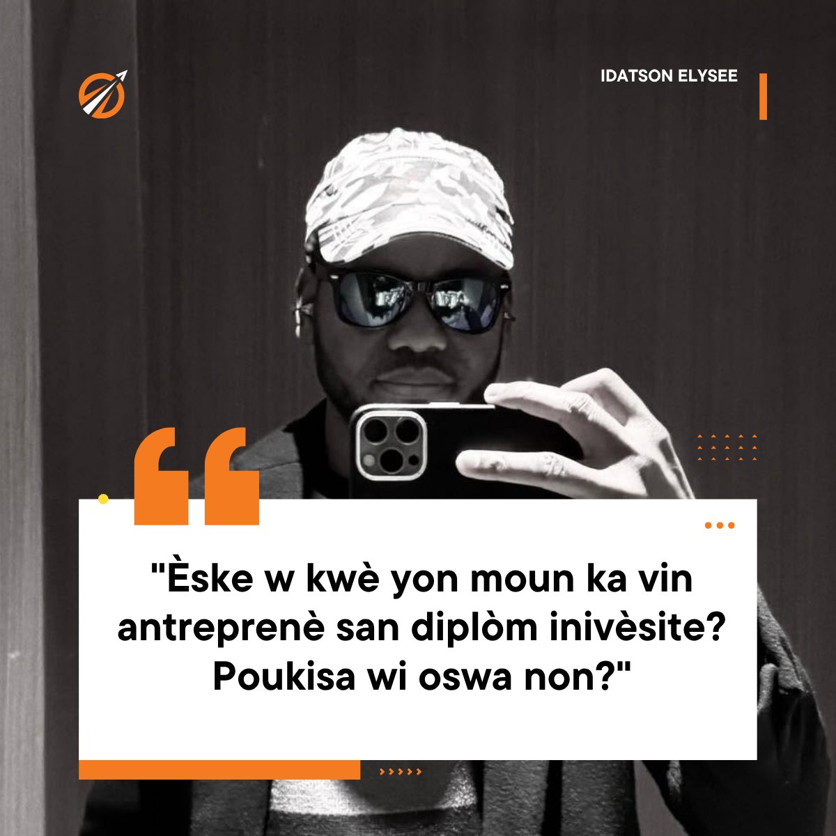 IdatsonE's tweet photo. Gen moun ki di w bezwen yon diplòm pou reyisi... gen lòt ki di eksperyans ak aksyon pi enpòtan pase yon papye.

👉 Èske w kwè yon moun ka vin antreprenè san diplòm inivèsite? Poukisa wi oswa non?

#Antreprenè #AntreprenèAyisyen #EdikasyonVsEksperyans #BiznisAyiti https://t.co/SwnbbL997L