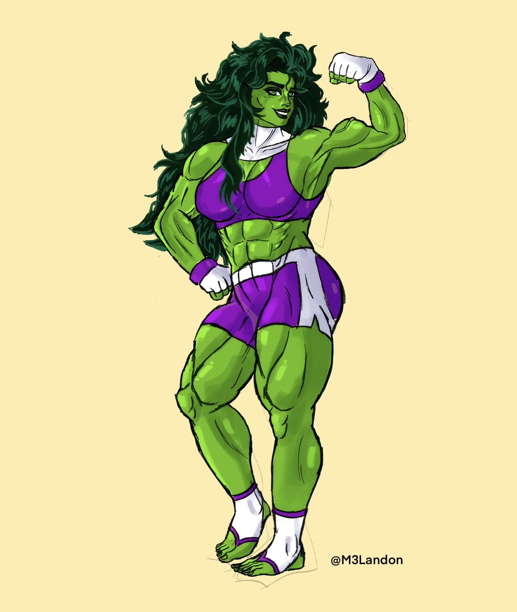 M3Landon's tweet photo. I think there should be a balance in both her being muscular from being a hulk and also keeping that frame not too bulky to where it gets into late 2010’s “Hulk” Jen territory

Part of her character is her hulk form is her feeling comfortable, Not having bruce’s emotional trauma. https://t.co/yhAiYzBFK4