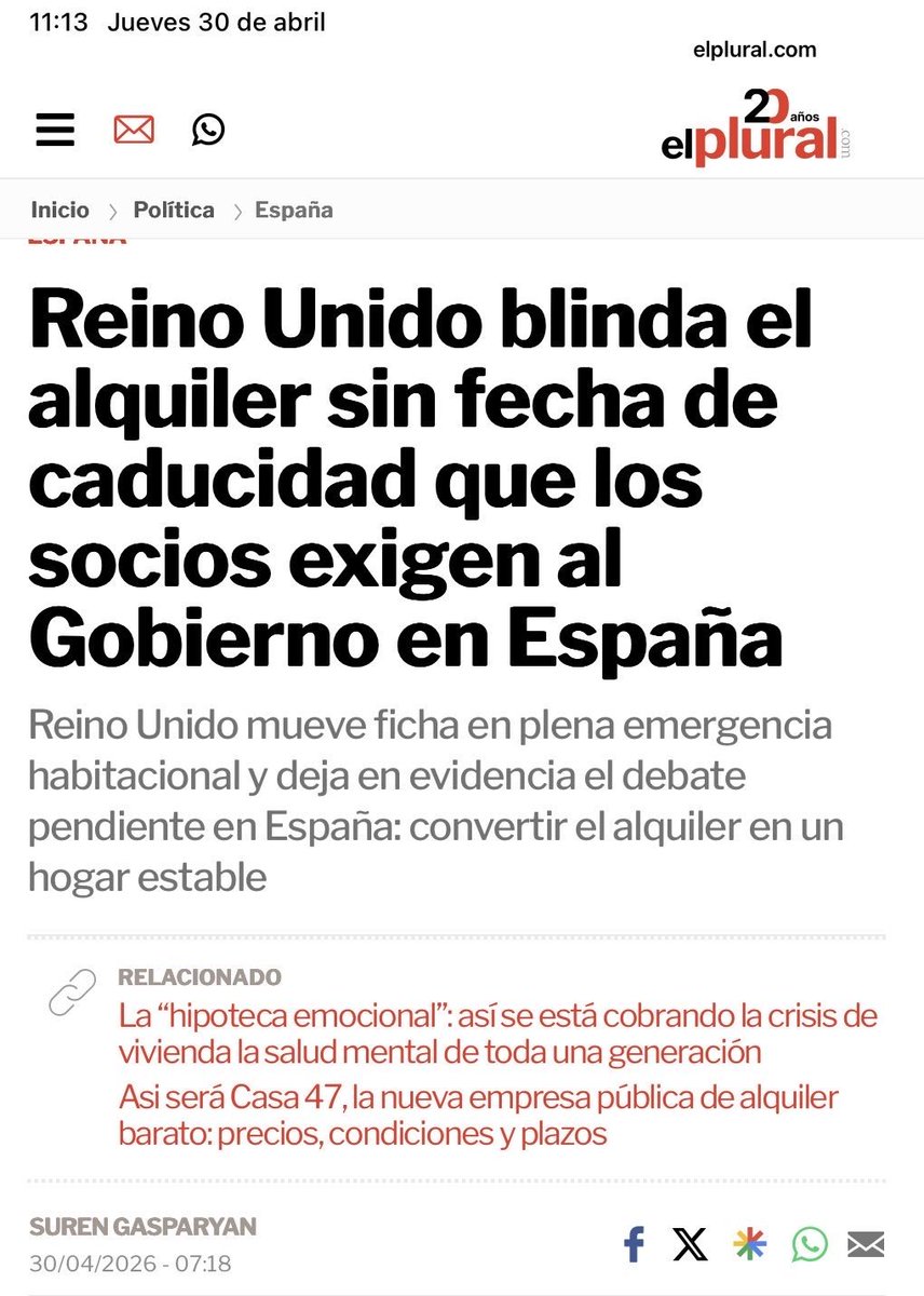 Scarlett_GJ's tweet photo. 2 veces ha tumbado el PSOE junto a PPVox la propuesta de Podemos de alquileres indefinidos: octubre 2025 y abril 2026.
Evitaría que cada 5 años apliquen subidas abusivas. Sólo se rompe por incumplimiento o que el dueño la necesite para sí o su familia.
Hasta Reino Unido lo hizo https://t.co/QAKBjhl0tV