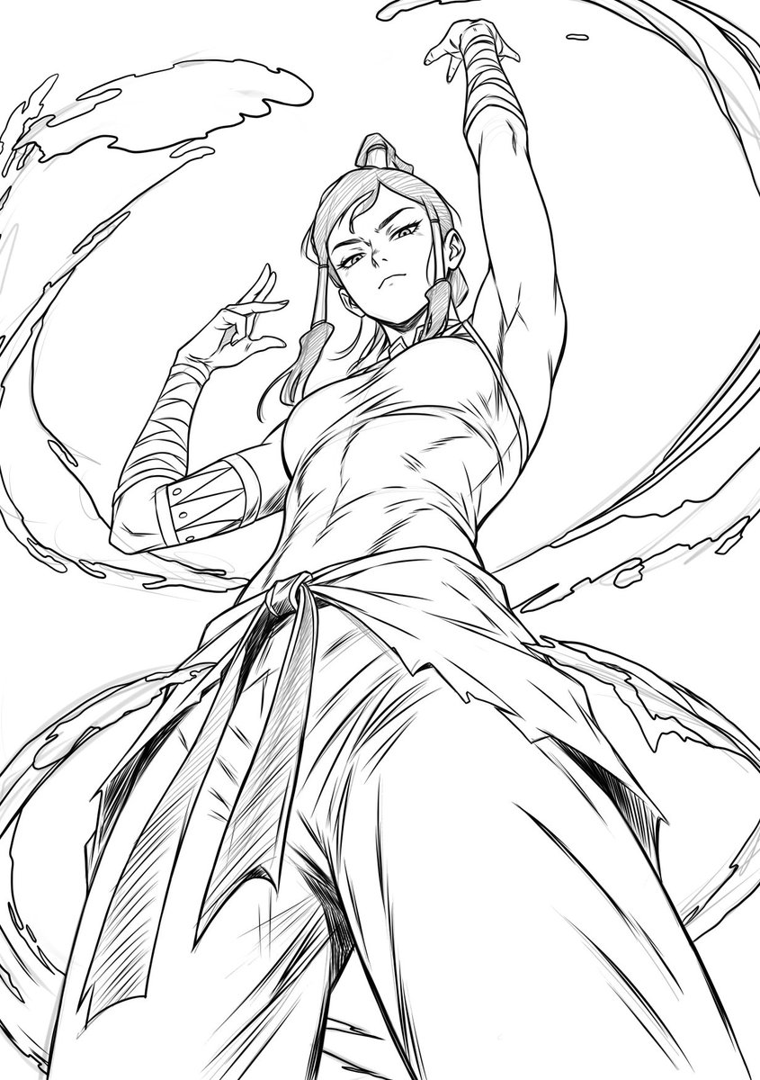 RingoApplegreed's tweet photo. Avatar Korra, trying some new brush, imitating a brush stroke https://t.co/22YE8eI5eW