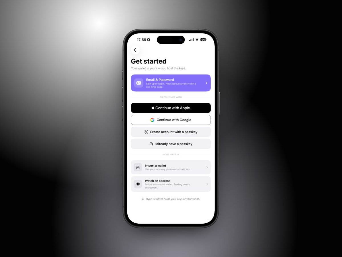DyorHQ_'s tweet photo. DyorHQ app is coming soon!!!

Experience Monad like never before.

Here are some sign in methods available, powered by Privy, Monad Mera Passkeys, Google and Apple sign in.

Ready for beta test? Drop Ready in the comments below👇