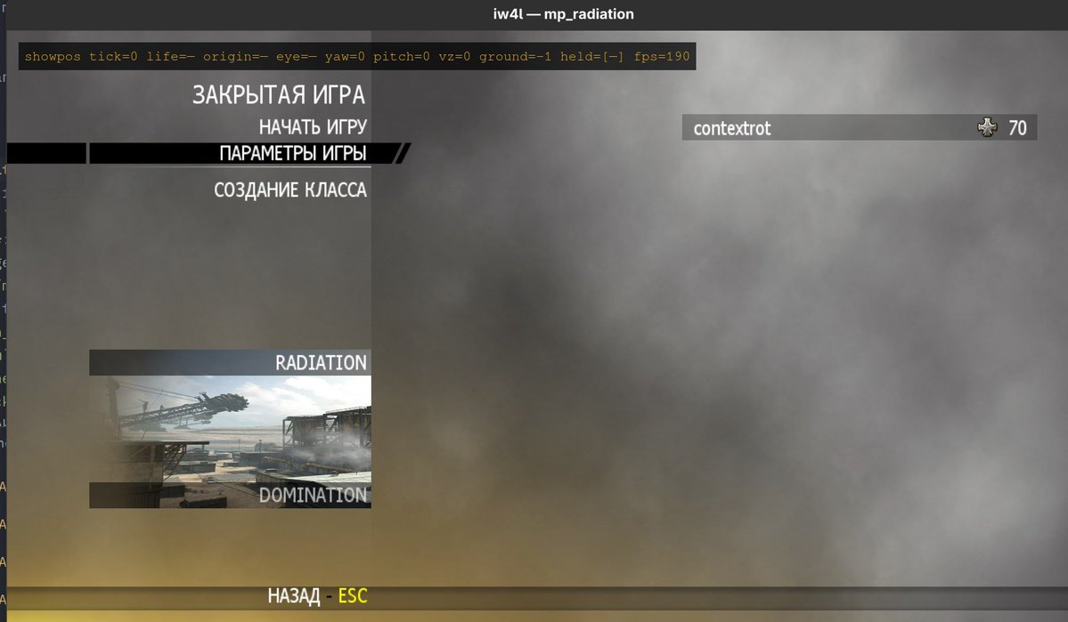 vtroc7's tweet photo. More iw4L ui updates 

I intentionally showcase Russian version so you know localization works

There are still GSC crashes unfortunately https://t.co/i8WP0kUE4N