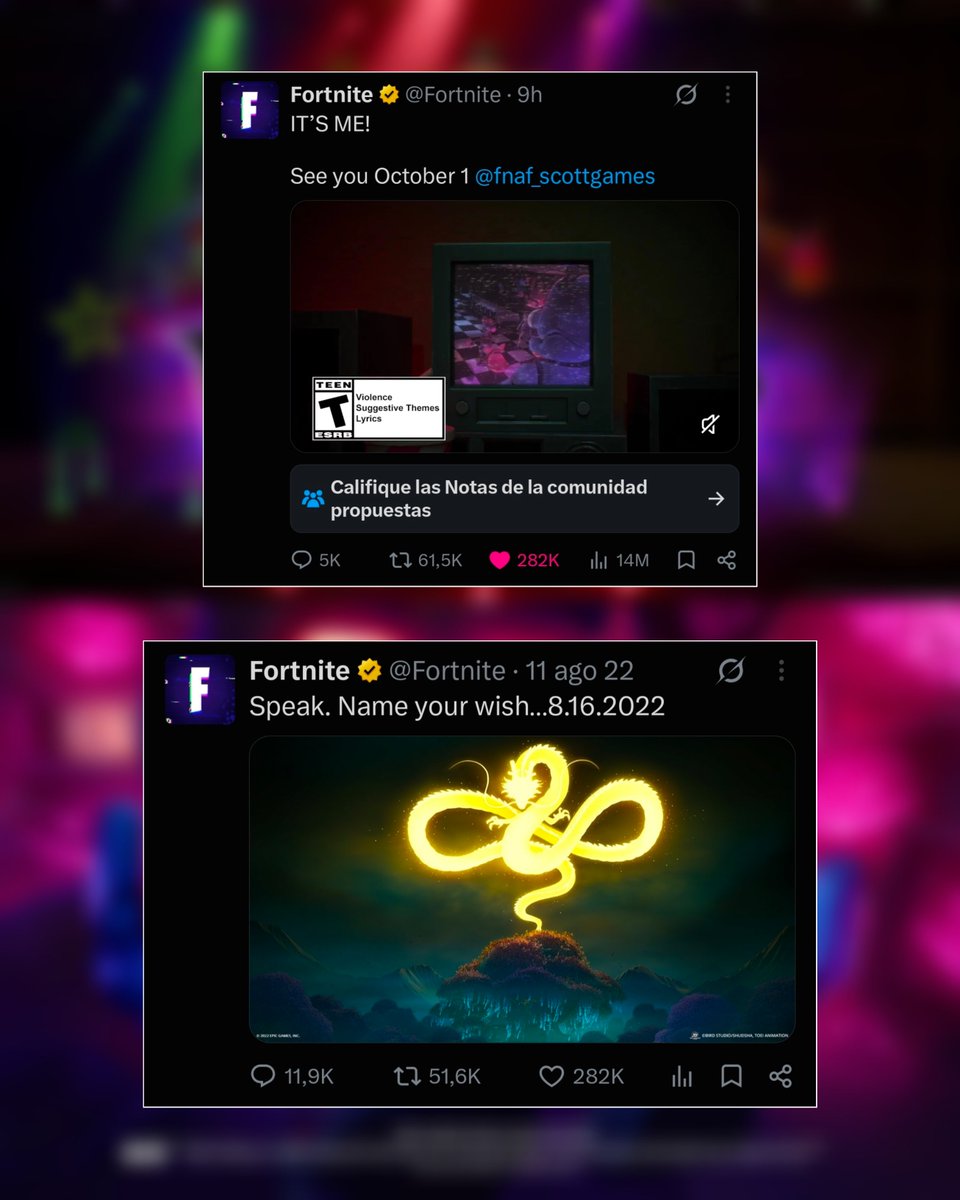 Jorge_Most's tweet photo. FNAF SE HA CONVERTIDO EN EL POST CON MÁS LIKES DE LA HISTORIA DE FORTNITE.

Ha superado al anuncio de Dragon Ball. https://t.co/ILHs4qJNpr
