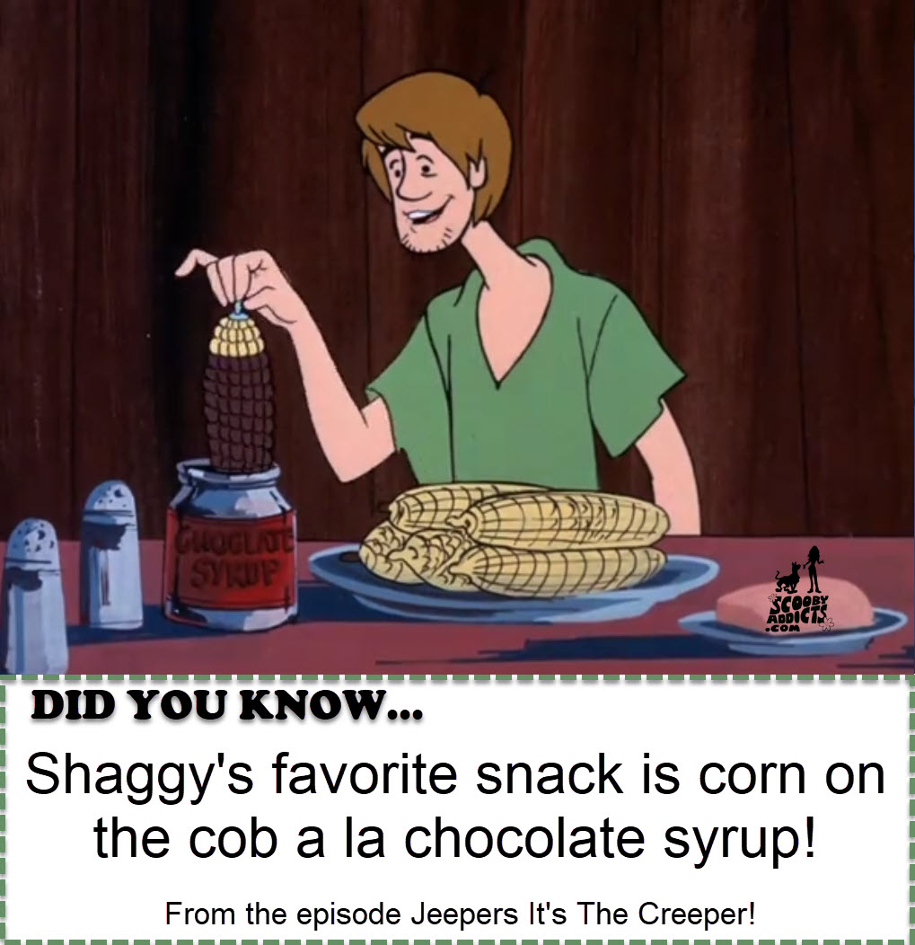 ScoobyAddict's tweet photo. DID YOU KNOW...

Shaggy's favorite snack is corn on the cob a la chocolate syrup! 

#ScoobyDoo #Shaggy #Snack https://t.co/V7Ec5NkynF