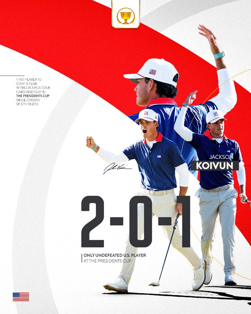 PresidentsCup's tweet photo. What a week for Jackson Koivun in his first Presidents Cup!

#PresidentsCup | #USTeam https://t.co/JetOurASA5