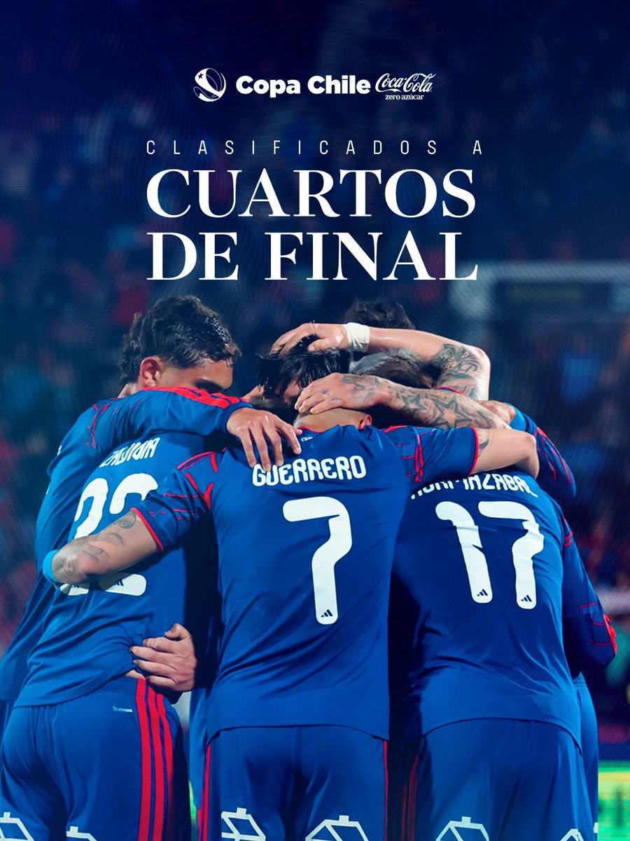 udechile's tweet photo. ¡Seguimos avanzando en la #CopaChileCocaColaZeroAzúcar 2026! 🏆

¡Vamos Universidad de Chile! 🔵🔴 https://t.co/VhyqcRb8jA