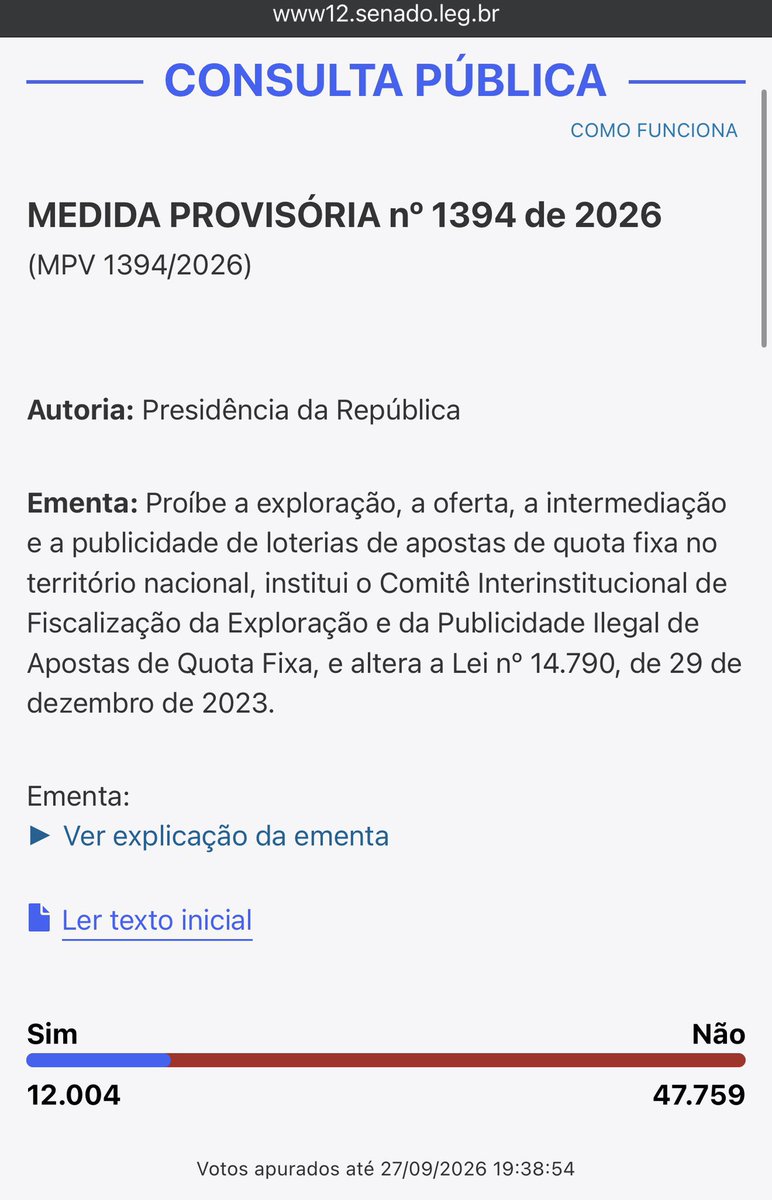 rodrigoazs's tweet photo. 🚨 ATENÇÃO!!!! Influenciadores divulgadores de BETS e bolsonaristas estão fazendo MUTIRÃO para VOTAREM CONTRA A MP DO FIM DAS BETS NA CONSULTA PÚBLICA DO SENADO. 

🚨 FAÇAM LOGIN COM O GOVBR E VOTEM SIM PELA MP DO FIM DAS BETS NO LINK ABAIXO: 

https://t.co/1svhvvwZtQ https://t.co/NdGNHislvv