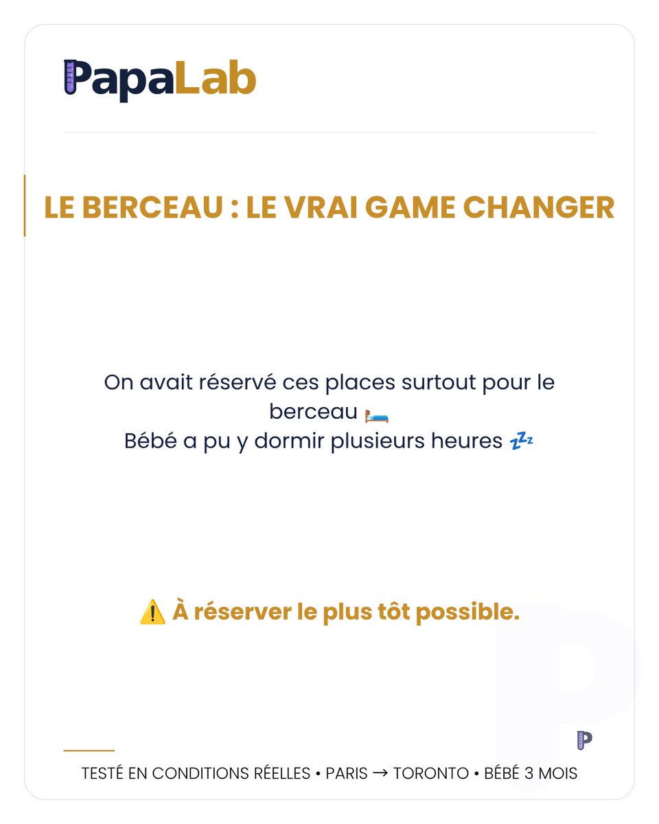thepapalab's tweet photo. 8h de vol avec un bébé de 3 mois : bonne idée… ou grosse galère ? 👶✈️

On a testé Paris → Toronto avec @AirFranceFR : berceau, lait maternel, change, matériel bébé… voici ce qui nous a vraiment aidés.

🧪 PapaScore : 4,4/5
🔎 Test complet : https://t.co/6VoWvbmIsX https://t.co/zaN8eFims7