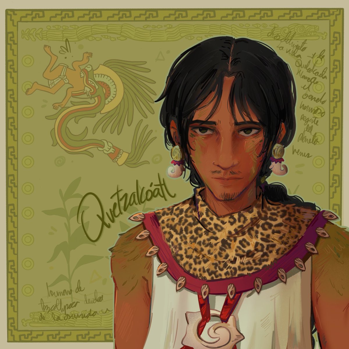 imamuffiin_'s tweet photo. Nuestro señor de la vida y el viento con un estilo más semirrealista 🐍🪴

#quetzalcoatl #aztec https://t.co/J99Siy5sxK