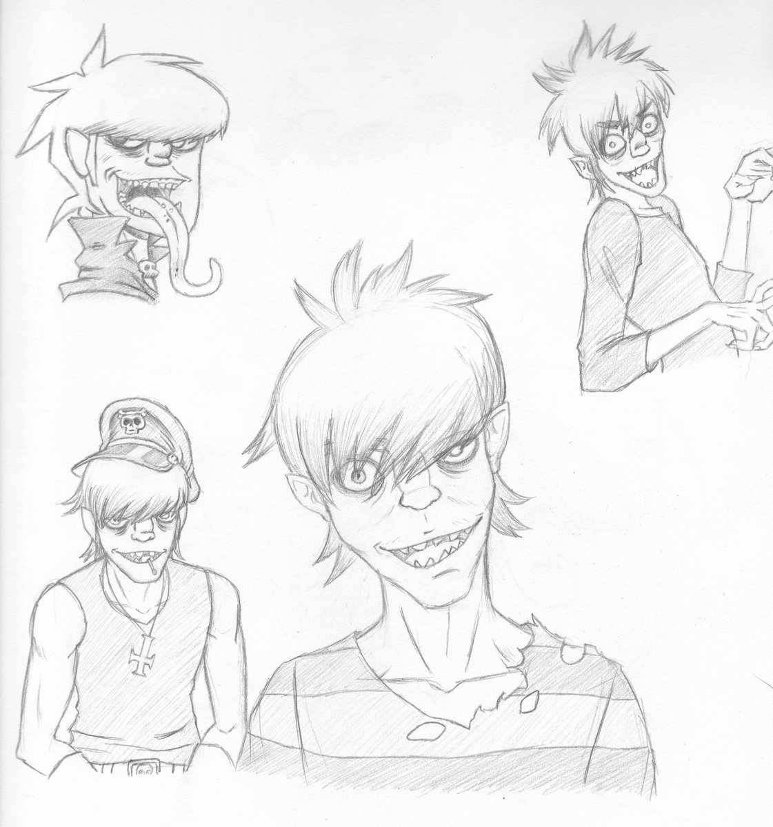artsyxfox's tweet photo. Since I'm back on my bullshit, thought I'd share these sketches from a few years ago.

#gorillaz #gorillazfanart #sketch https://t.co/SmGJIXOfKs