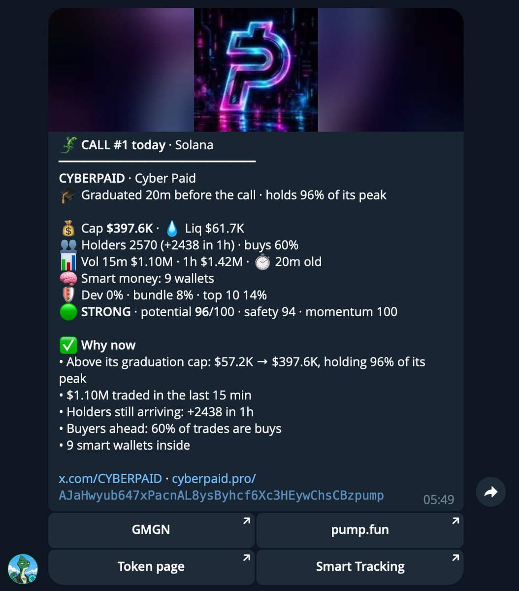 shmidtqq's tweet photo. Two Telegram bots. Two unfair edges.

Chameleon Callouts: live wallet tracker for the sharpest hands in the game. Every buy from top traders lands in your chat in real time, sorted, ranked, stacked. You see exactly which KOLs and smart money are already loaded on the same ticker, so the best plays basically light up on their own.

Chameleon Scope: your personal filter for safu bags with real upside. Fully customizable, dials in on your style, spits out only the cleanest setups. No noise. No exit liquidity traps. Just picks worth clicking on.

A few calls in and we're already printing "safe" 2x-3x this week.
