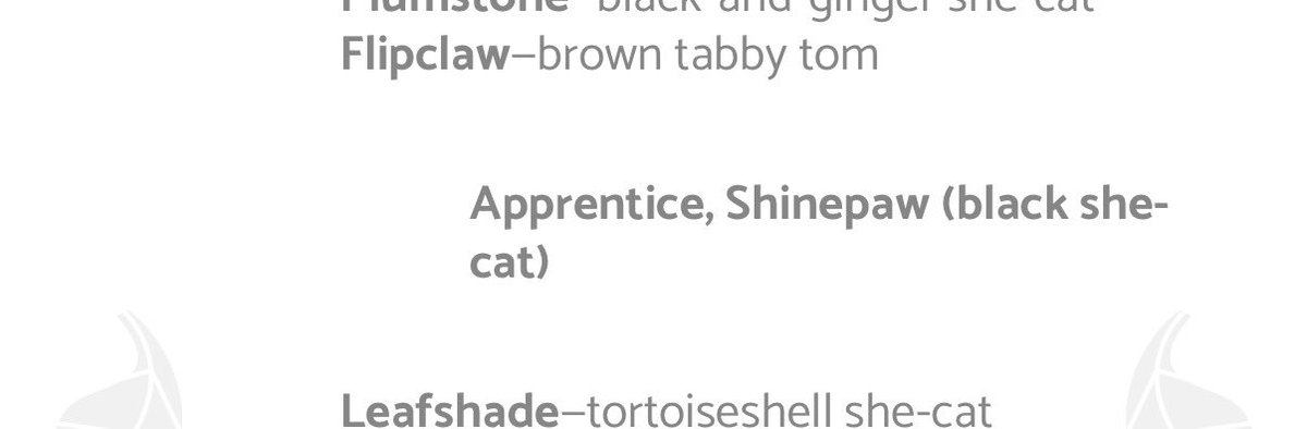 Ravenwing63's tweet photo. @josukehorse @kit_tigroodii No, she is still an apprentice in the allegiances. This is the official excerpt for the fourth book straight from the actual website, she is not a warrior. https://t.co/GbPWa00kBn