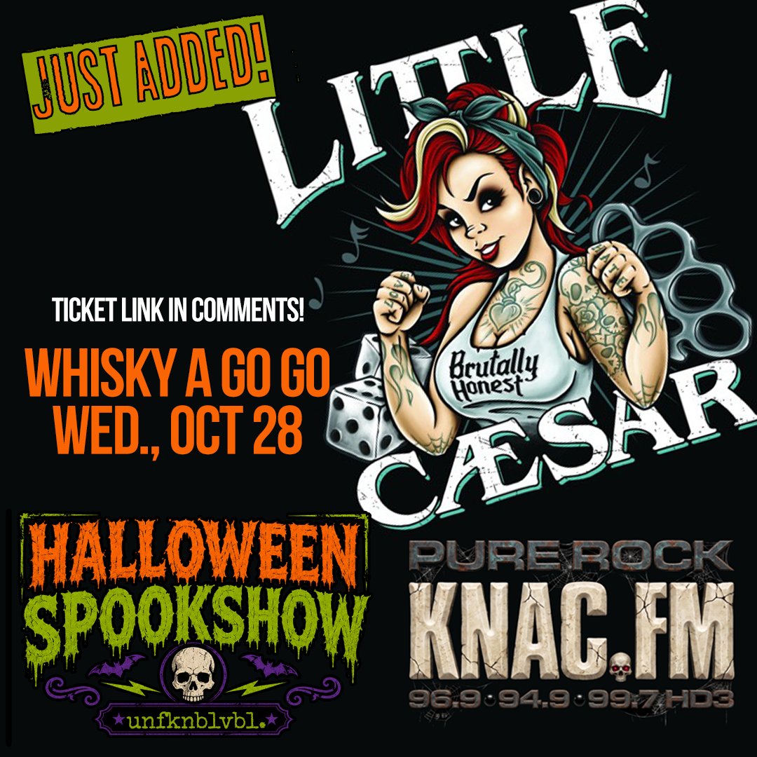 gonzogreg's tweet photo. JUST ADDED! Little Caesar at the #Halloween #Spookshow. 10/28 at Whisky A Go-Go! 🔗 https://t.co/As151zEq9e #PureRock 🤘 #KNAC’s Back-On-The-Radio #Birthday #unfknblvbl. https://t.co/aRtPpQ4RxZ