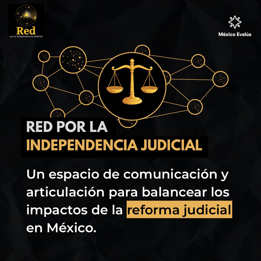 mexevalua's tweet photo. ⚖️ La Red por la Independencia Judicial reúne a 69 personas de 49 organizaciones de distintos sectores, entre universidades, empresariado, organizaciones internacionales y agrupaciones jurídicas.

Un espacio de articulación para analizar los impactos de la reforma judicial y generar propuestas desde distintas perspectivas.

Conoce más aquí: https://t.co/yzNgBQjO9U