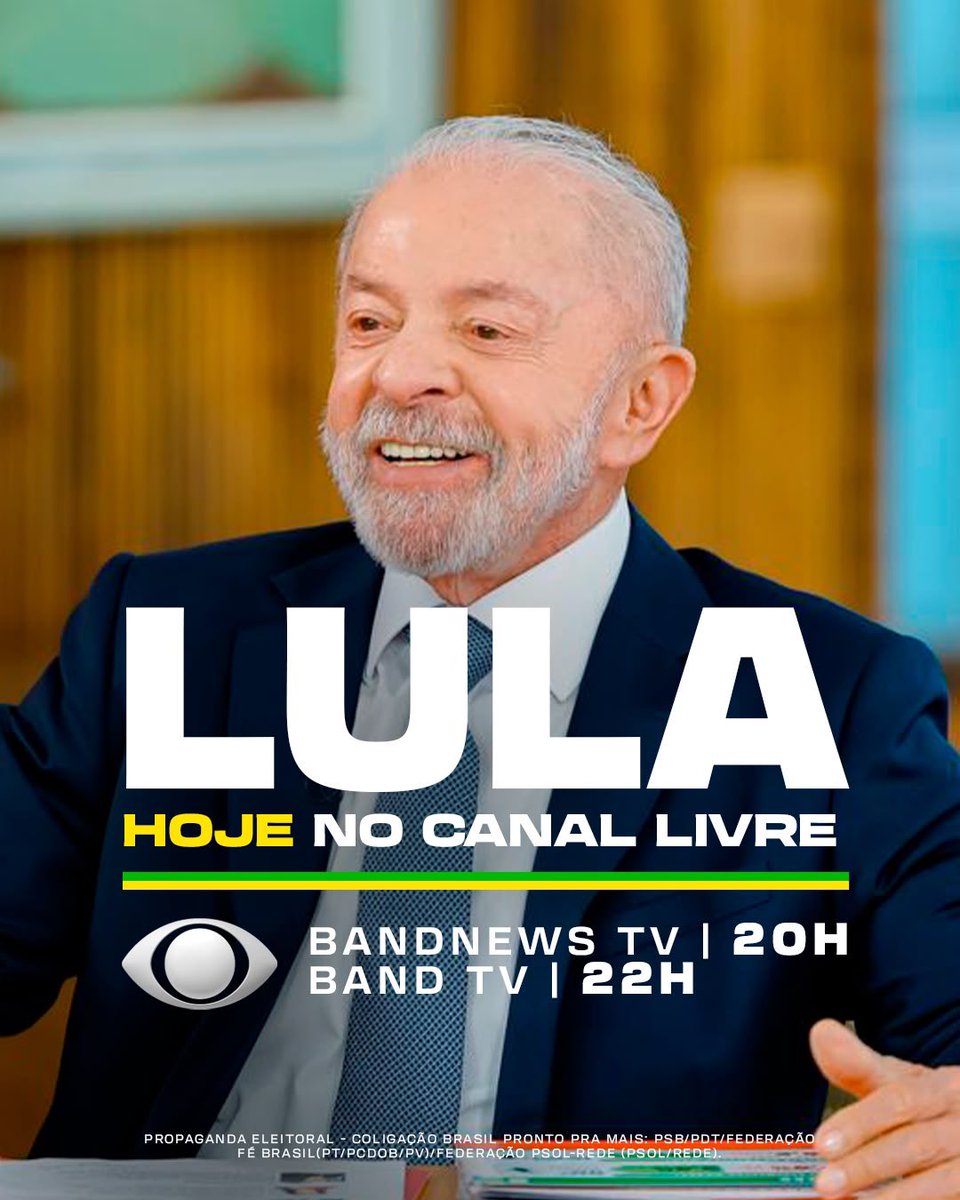 lulaverso's tweet photo. LULA NA BAND

É daqui a pouco, às 20h, na BandNews e às 22h no Canal Livre da Band.

BORA ACOMPANHAR! https://t.co/9JFEpyqjMt