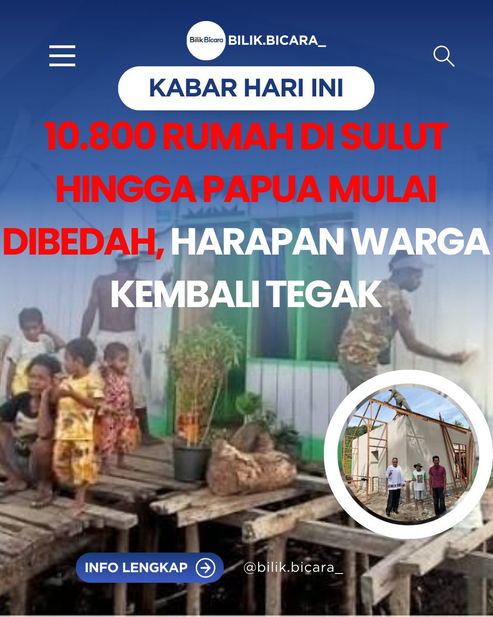 bilikbicara's tweet photo. Bosan dengan atap bocor dan dinding rapuh? Tenang, kabar baik datang untuk warga di 4 provinsi! Ribuan hunian tak layak kini tengah bersolek dan berubah menjadi rumah impian yang kokoh dan nyaman.  #BeritaTerkini #BedahRumah #HunianLayak #4Provinsi #TransformasiRumah https://t.co/jpRxCLXyQX