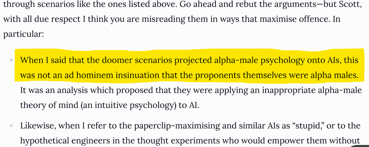 Eric_Naslund's tweet photo. In Steven Pinker's letter to Scott Alexander, he has this line:

Is this an intentional little jab, or is Pinker’s writing this funny by accident? https://t.co/VabneDldyS