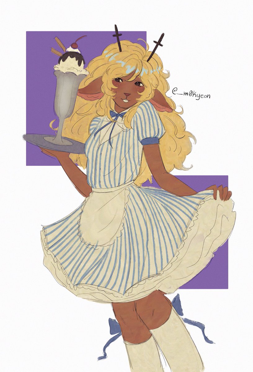 _m0kyeon's tweet photo. waitress noelle 
#deltarune #noelleholiday https://t.co/cP3EgpAl7r