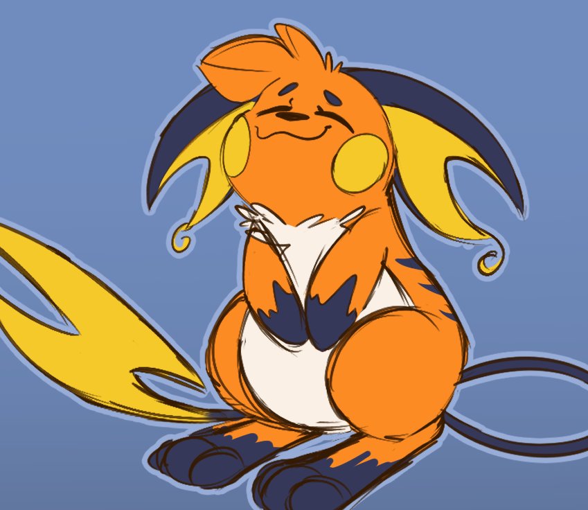 fnafdoodle's tweet photo. Managed to sketch my Raichu pokesona as I heal through my wisdom surgery go d I love this chuddling https://t.co/zJiEWPLCRL