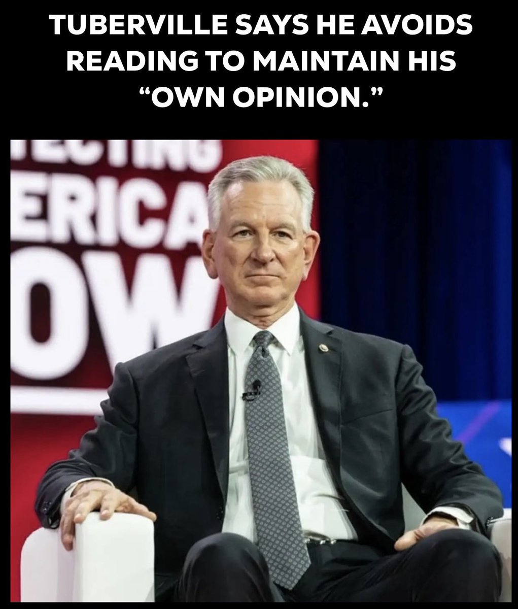 NotHoodlum's tweet photo. Furry fanatic Tommy Tuberville says he reads very little to preserve his own opinions. Apparently, he doesn’t want facts getting in the way of his ignorance.
https://t.co/UHRLOlQ7sX https://t.co/ckPxBioILi