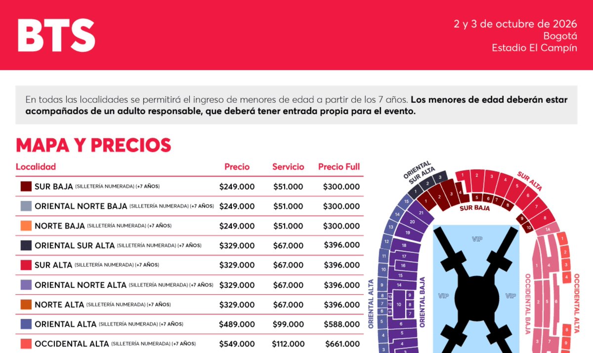 Ninimily26's tweet photo. Hola estoy buscando 4 boletos para el concierto de BTS en Bogotá en cualquiera de las dos fechas por favor si alguien está vendiendo boletos el presupuesto es de 400k cada una 

#BTS_ARİRANG #BTS_WORLDTOUR_ARİRANG 
#BTS_WORLDTOUR_ARİRANG https://t.co/JRV0Pz8C2t