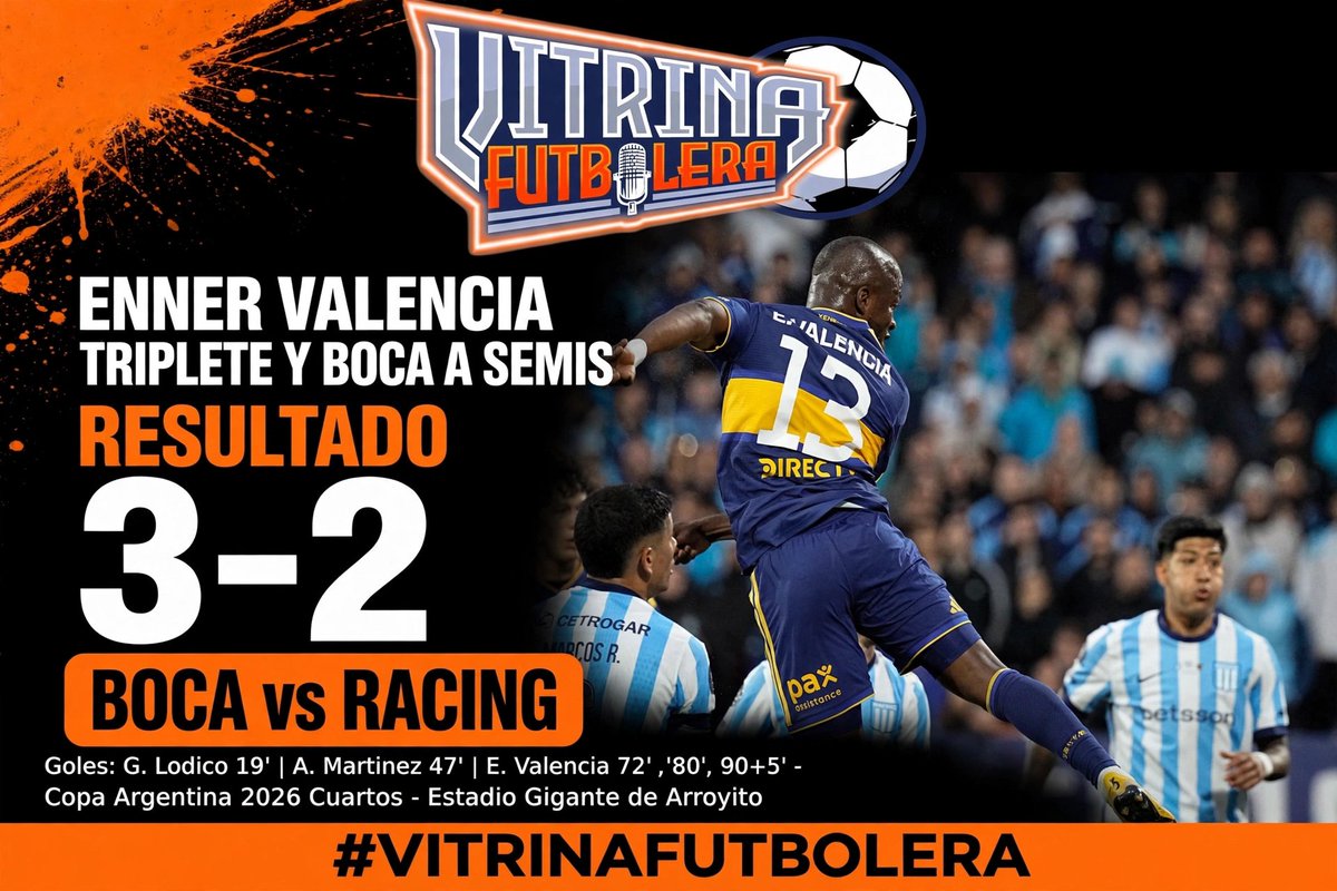 Vitrinafutboler's tweet photo. ¡Hoy voló Súperman!
Boca perdía 0-2 ante Racing y parecía eliminado, pero ingresó el ecuatoriano a los 56' y en 23 MINUTOS lo dio vuelta, TODO DE CABEZA.
#Boca #EnnerValencia #BocaJuniors #CopaArgentina https://t.co/A7c1h9AxDn