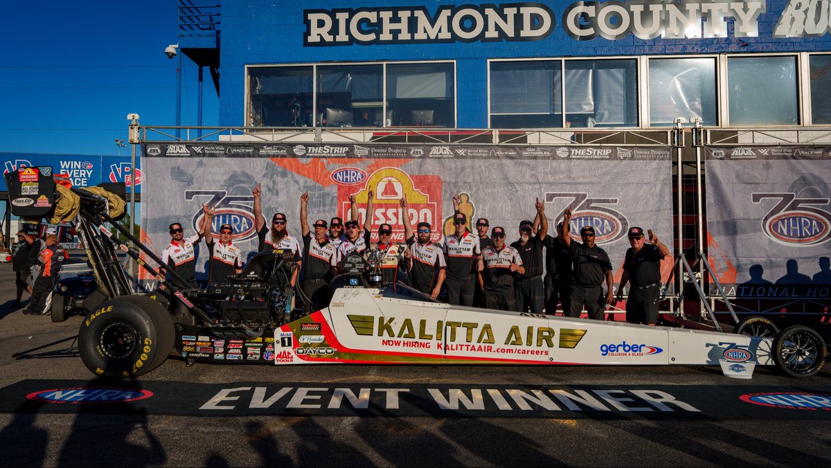 TeamKalitta's tweet photo. What. A. Weekend. @ShawnLangdon333 and the #KalittaAir team are bringing home #TheRockNats Win! 

Back-To-Back wins for @ShawnLangdon333 and the #KalittaAir crew! Setting the track speed record with a run of 342.73mph!

A great day for Team Kalitta with @Doug_Kalitta racing to a runner up finish and @JRTodd373 making a Semi-Final appearance!

#KalittaAir • @Revchem_ • @Mobil1 • @FifthThird • @SealMasterNet • @DHLUS • @DaycoOfficial • @NHRA • @HounderCo • @SoundGearHear • @gerbercollision • @therockdragway

#TheRockNats #TeamKalitta #DragRacing