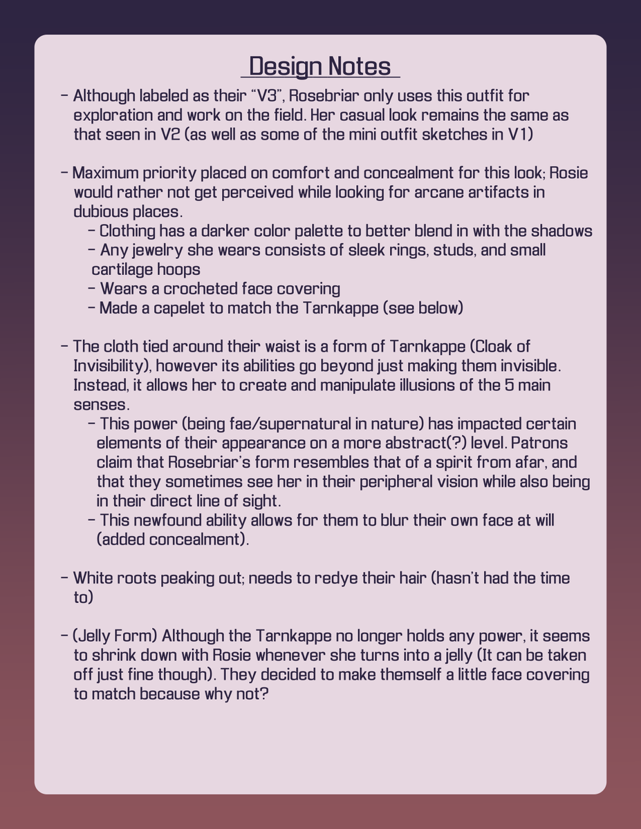 _TotallyADuck_'s tweet photo. Took me a bit longer than I thought but here are some lore/design notes for Rosebriar's V3 reference :D

(Also the fairytale mentioned doesn't exist, but it may in the future. I don't know yet LMAO)

#Nethersona
Wait actually how do tags work with qrts- https://t.co/wMF4jn9KJO