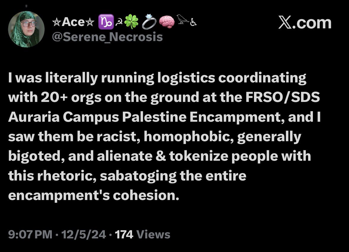 midstthewonders's tweet photo. Not running logistics just involved with others. Made real contributions but the whole thing didn’t revolve around them 

Asked (not forced) to leave after serial instances of verbal harassment being reported by Palestinians and Arabs at the camp. https://t.co/pKQlHjpW1b