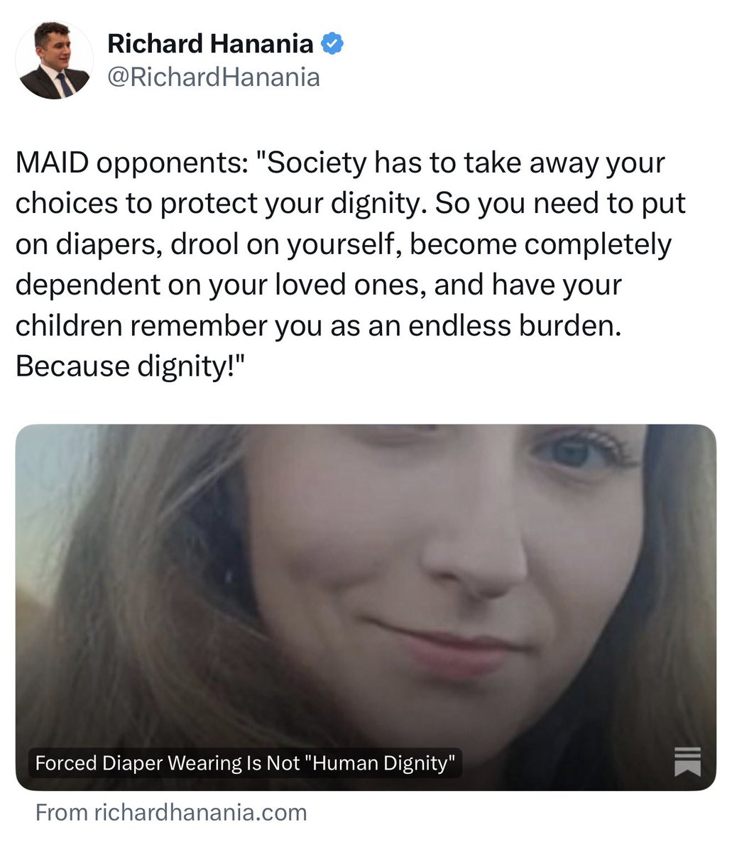 Vermeullarmine's tweet photo. I usually don’t comment on these people, but the juxtaposition here is too striking. Because Hanania and his ilk are blind to whole registers of human experience, they simply can’t see that out of the most profound dependence emerges the most profound love. https://t.co/j5zrpU4XfO