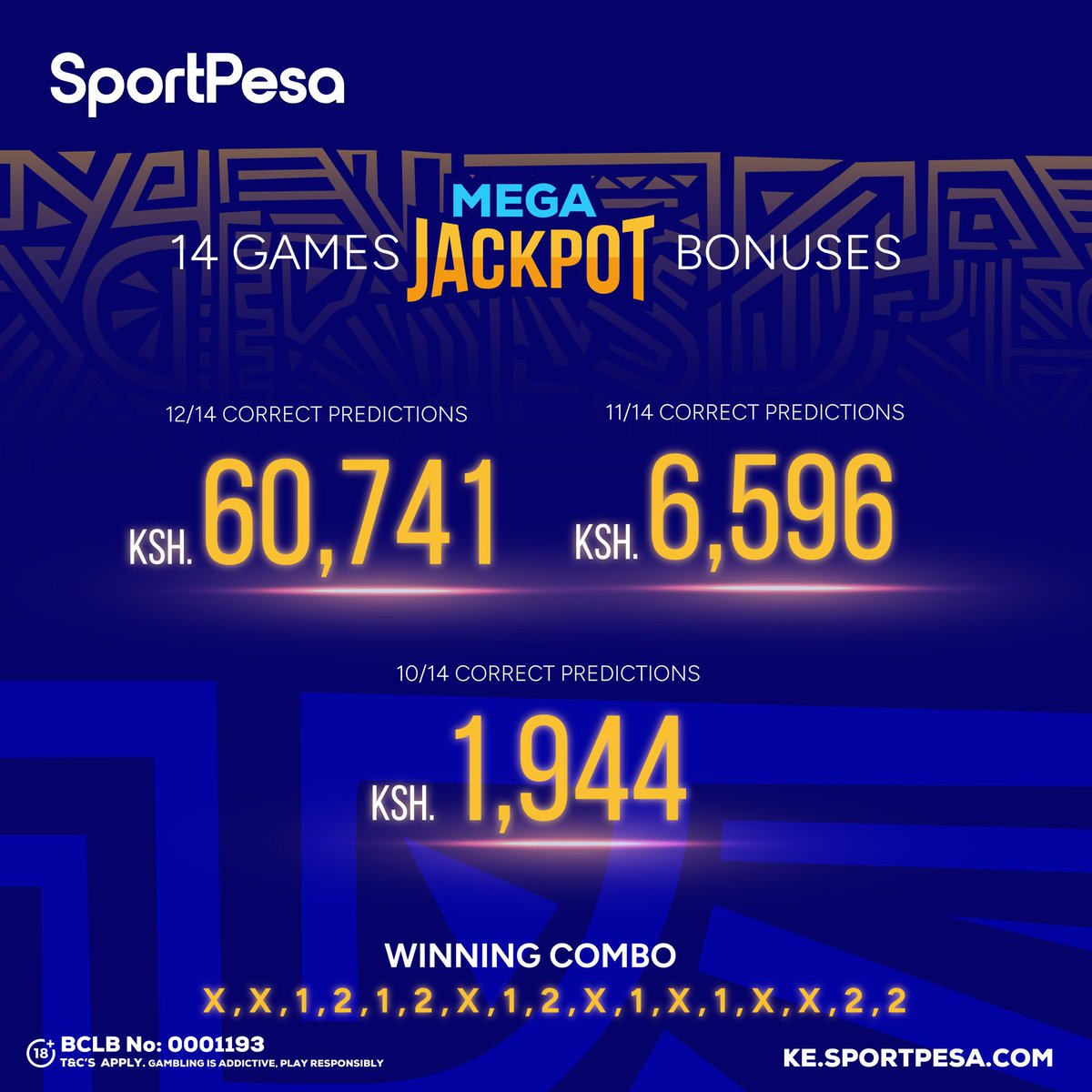 SportPesa's tweet photo. SportPesa Mega Jackpot Bonus Alert!

Uliwai ngapi?😜 Congratulations to all Bonus Winners! 👏

📲https://t.co/KvvUAMpVa1 | #MakeItCount https://t.co/qqRGPiLDLK