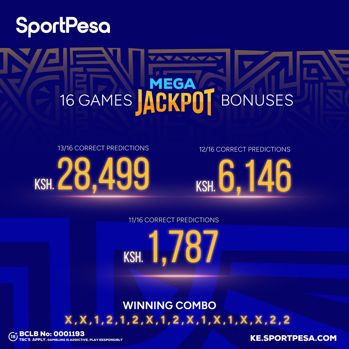 SportPesa's tweet photo. SportPesa Mega Jackpot Bonus Alert!

Uliwai ngapi?😜 Congratulations to all Bonus Winners! 👏

📲https://t.co/KvvUAMpVa1 | #MakeItCount https://t.co/qqRGPiLDLK