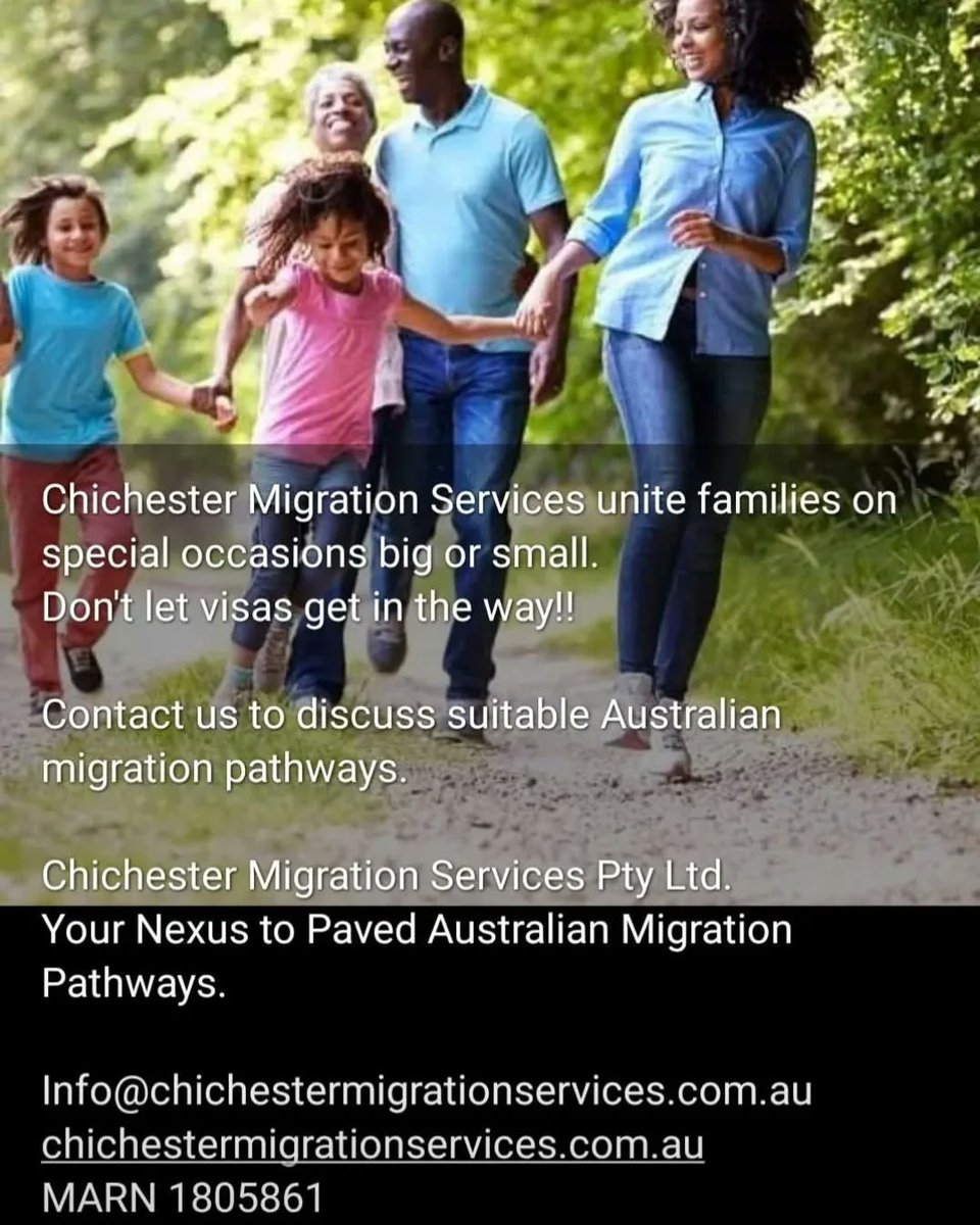 SharynPlotts's tweet photo. AUSTRALIAN FAMILY VISAS

Chichester Migration Services helps reunite families for occasions big and small. Don’t let visa issues stand in the way. Contact us to discuss suitable Australian migration pathways. Chichester Migration Services Pty Ltd https://t.co/d7thwqZTax