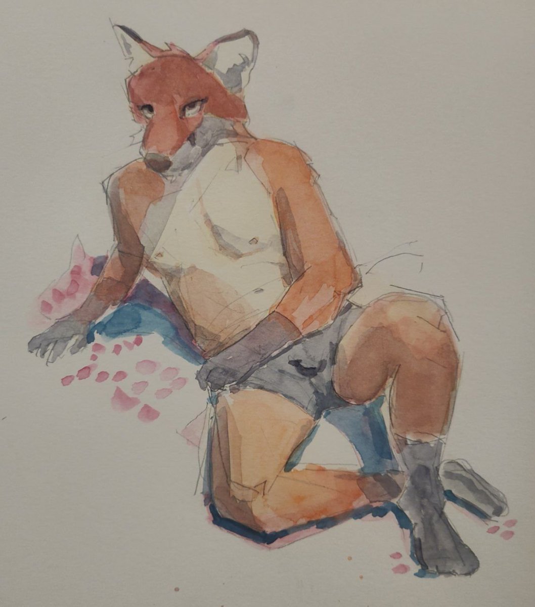 ArtKoumoh's tweet photo. lounging fox in watercolor https://t.co/FgNZMD1G1q