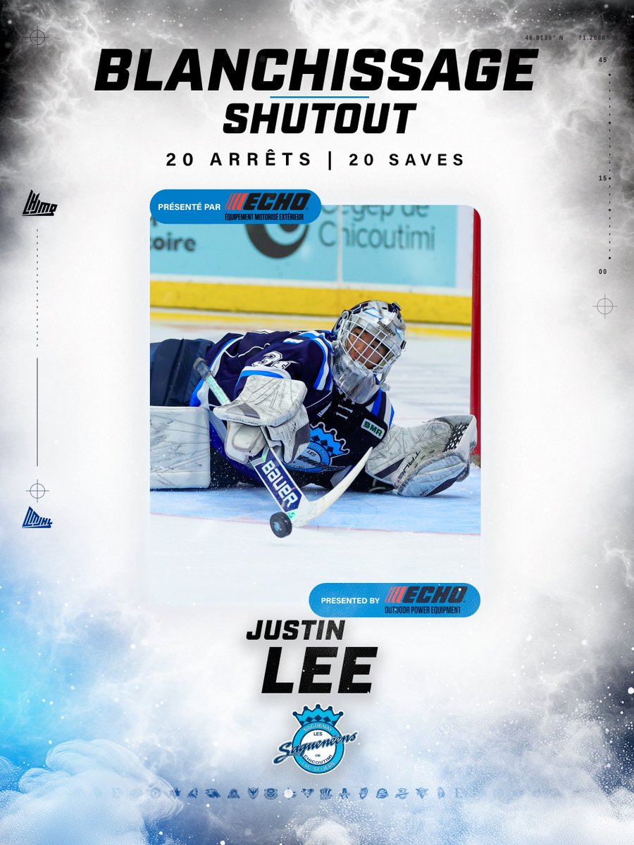 QMJHL's tweet photo. Justin Lee becomes the 1st goaltender since 2016 to grab his 1st QMJHL shutout for his 1st game! 🔥
He is also the 2nd in @SagueneensLHJMQ history to achieve this, after Félix Potvin! 😤
#ECHO | #Shutout https://t.co/9JU0yygEnQ