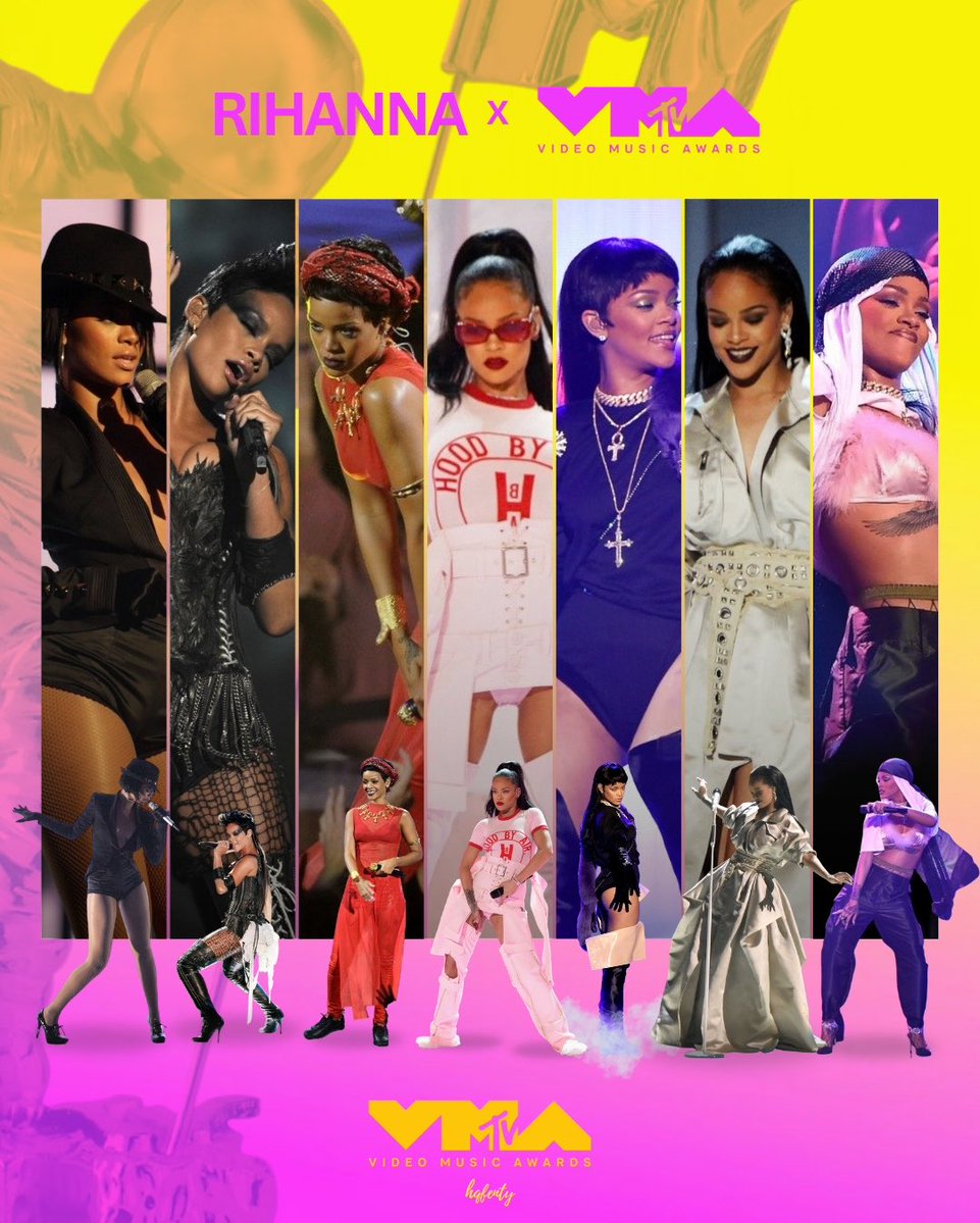 hqfenty's tweet photo. Rihanna for #VMAs over the years. https://t.co/GLJzGo1cUC