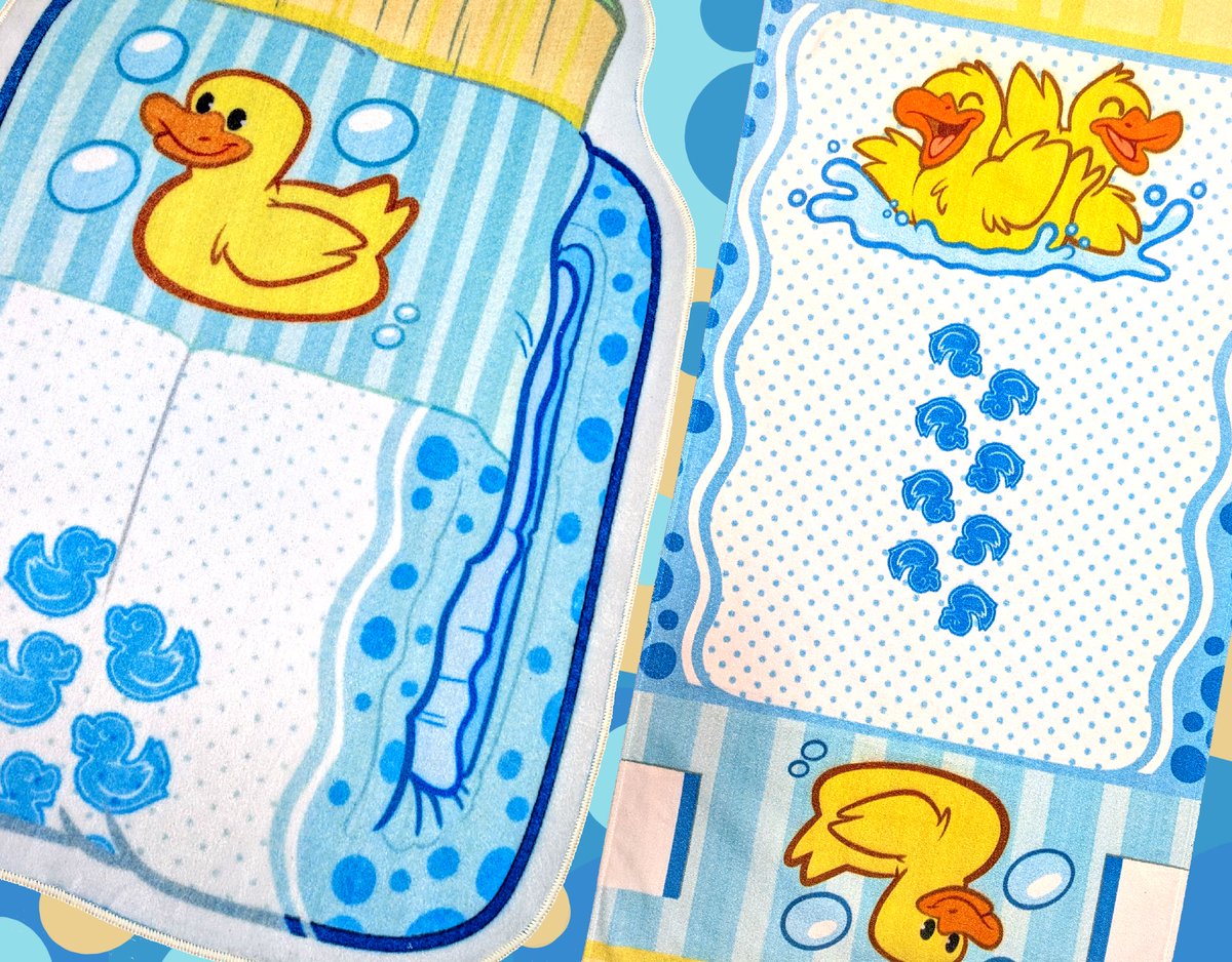 SmokeyAussie's tweet photo. Ducky Bath time set! Pre order🧼🛁🦆 

Now available at @OhMyGrowl_Shop 

Rug + towel available in different rug sizes! 

Towel will also be available at BFC26 https://t.co/Cmr1EykbXN