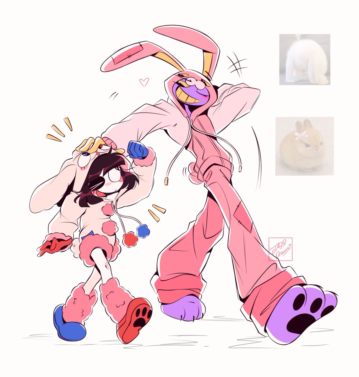 jaydendr4ws_'s tweet photo. Such cute outfits 🐰❤️💜 #theamazingdigitalcircus #TADC #tadcfanart #jax #pomni #funnybunny https://t.co/31R3dqBdpo