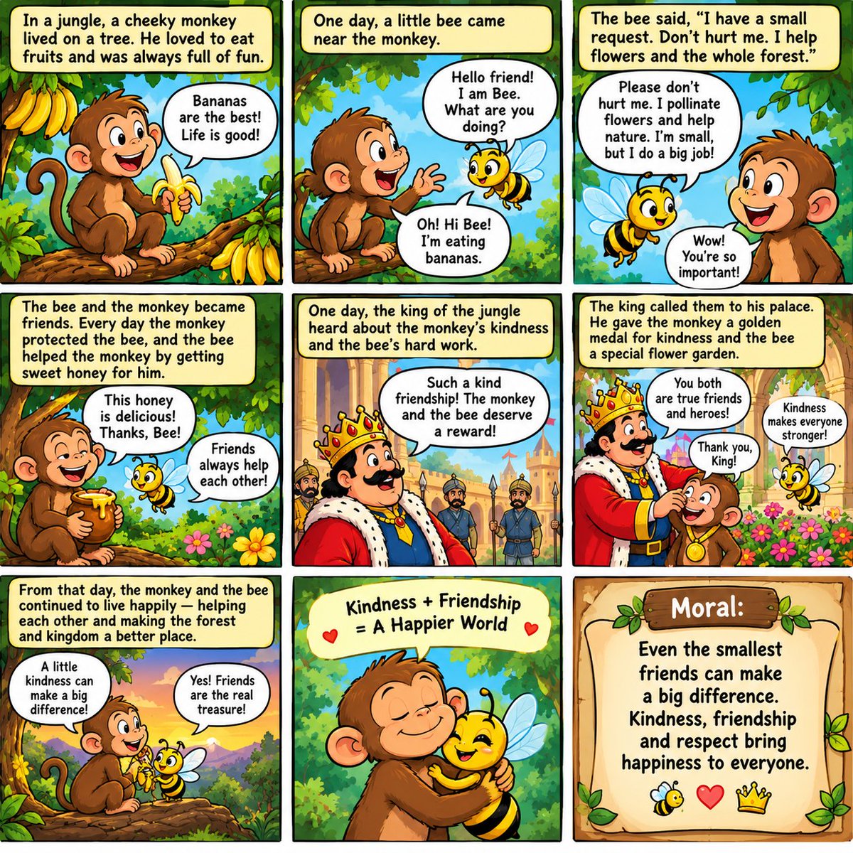 popularpup11831's tweet photo. βA tiny bee, a clever monkey, and a kind king prove that friendship can make the biggest difference! πππβ€οΈβ
#MonkeyAndBee #AnimalStory #FunnyAnimals #KingStory #Friendship #Kindness #AnimalComic https://t.co/sLMOW6E01w