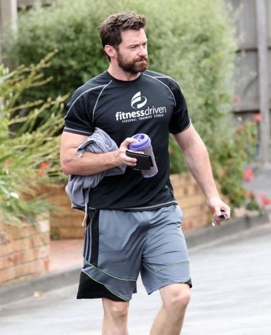 moopiezel's tweet photo. Hugh Jackman wearing shorts https://t.co/lmMkEqPZTL