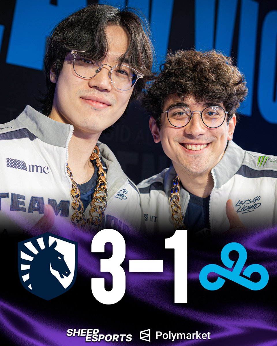 Sheep_Esports's tweet photo. TEAM LIQUID 🇺🇸 DEFEAT CLOUD9 TO MAKE #LCS 2026 SUMMER GRAND FINALS! 🏆

They secure a Worlds main stage spot as at least Seed #2! https://t.co/Y61hLKsrsK