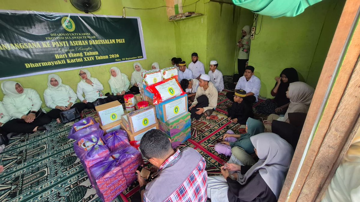 PTA_Palu's tweet photo. Tabe #SampesuvuPTA.Palu
Jumat, 25 September 2026

Dalam rangka memperingati HUT DYK XXIV Tahun 2026 “Dengan Persatuan Dharmayukti Karini Jaya”, DYK Cab. Sulawesi Tengah melaksanakan kegiatan Anjangsana Panti.

@Humas_MA
@MahkamahAgung
@DitjenBadilag
#ptapalunabelopura https://t.co/t39ikDKskY